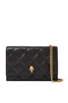 Small Skull-logo Quilted Clutch Bag